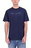Karl Lagerfeld Paris Men's Soft Crew Neck Tonal Logo Short Sleeve T-Shirt, Navy