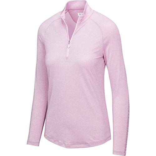 Greg Norman Polo de Mujer L/S Fruncido Lurex 1/4 Cremallera Mock Cover