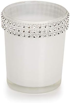 Darice David Tutera White Glass Votives Rhinestone Trim