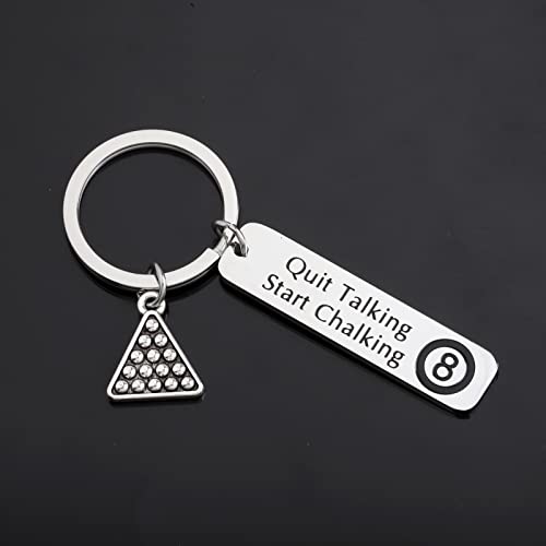 Zuo Bao Presente engraçado de jogador de bilhar 8 bolas joias parar de falar, começar a giz, chaveir