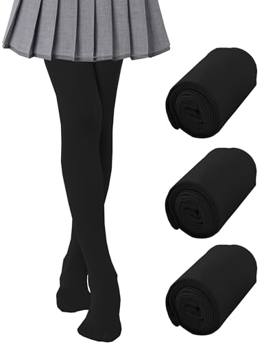 Kiench Girls Tights for Kids Teens School Uniform Ballet Dance Tights Pack of 3