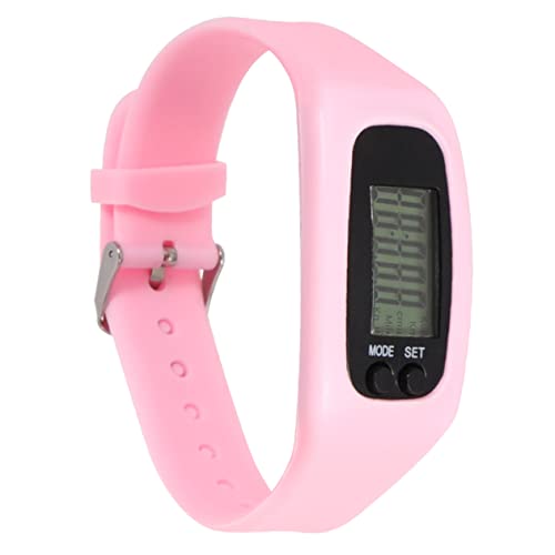 NUOBESTY 1Pc Silicone Pedometer Watch for Running and Walking Stylish Fitness Wristband for Men Women Portable Step Counter Pink Easy to Replace Silicone Band