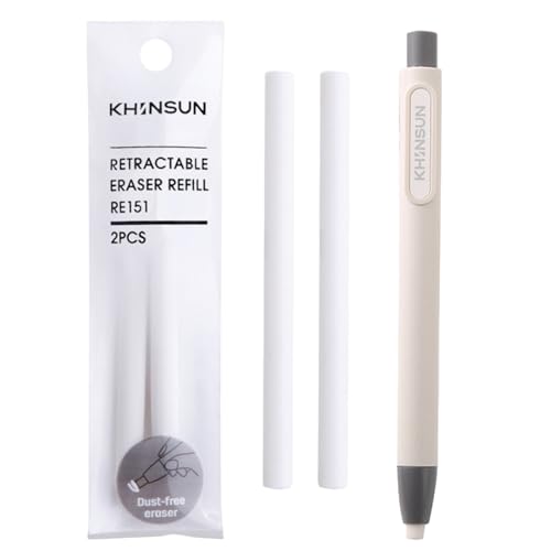 Retractable Click Eraser with 2 Refill Erasers | Refillable Mechanical Eraser Pen, Without Leaving Any Marks | Easy to Use Home Study Stationery, School Present for Children and Offices