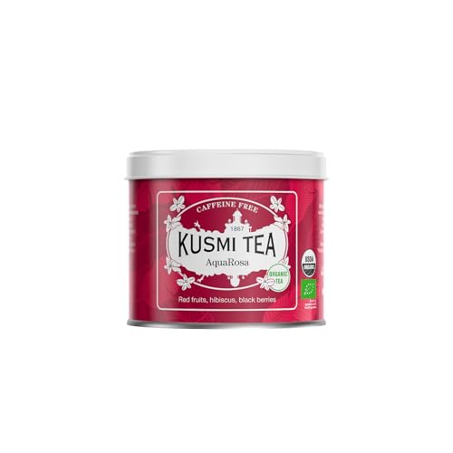 KUSMI TEA AquaRosa - Caffeine Free Organic Herbal Tea - Flavored with Hibiscus & Berries, 20 bags (40g)