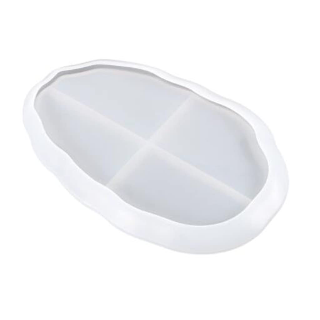 NEWFT Resin Cake Tray Mold Creative Oval/Round Silicone Mold Fruit Cake Vegetable Storage Plate Accessories T Silicone Molds Epoxy Resin for Plates Tray