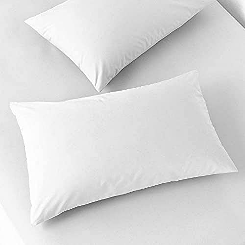 Riva Paoletti Quality Housewife Pillowcase Pair Optic White 200 Thread Count 100% Plain Cotton Percale Machine Washable 50 x 75cm (20" x 30" inches)