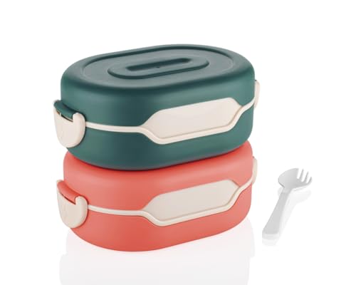 Image of TASTIC Kids Mini Flex Lunch Box | Insulated Lunch Box - Leakproof, Durable, Large Capacity Lunch Box for Adults and Kids | Stylish and Easy to Clean | Multicolor (Pack of 2)