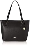 Metallfüßchen am Boden L.CREDI Damen Delila Schultertasche, Schwarz (Schwarz), 12x30x33 cm