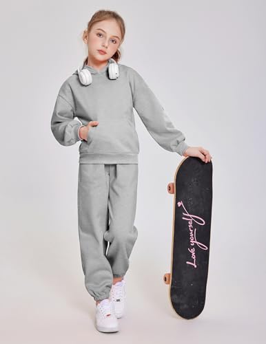Image of Arshinet Girls 2 Piece Outfits Oversized Sweatshirt and Sweatpant Sweatsuit | Pullover Hoodie Crewneck Baggy Jogger Pants with Pockets Fall Winter Tracksuits Clothes