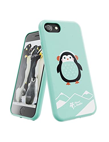 Planet Buddies iPhone 6/6S/7/8 SE2 ケース かわいい ペンギン キャラクター カラフル おもしろ デザイン キッズ 子供 エコフレンドリー スマホカバー 青