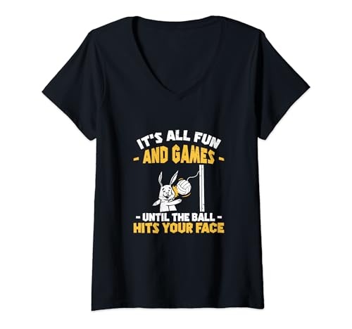 Image of Womens It's All Fun And Games Until Funny Tetherball Game Swingball V-Neck T-Shirt