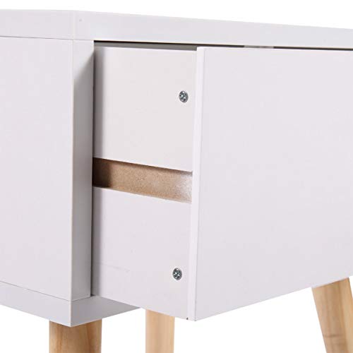 Lazymoon 23.1" H White Mid Century Modern Side End Table Nightstand Set Of 2 Home Furniture, Medium, #TOP7