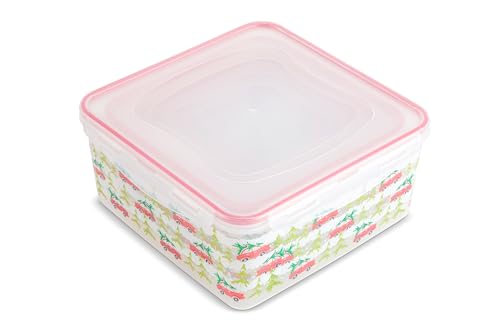 Brooklyn Steel Co. 6 Container Printed Snap Lid Square Food Storage Set - Christmas Tree