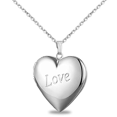 Love Heart Locket Necklace that Holds Pictures Polished Lockets Necklaces Birthday Gifts