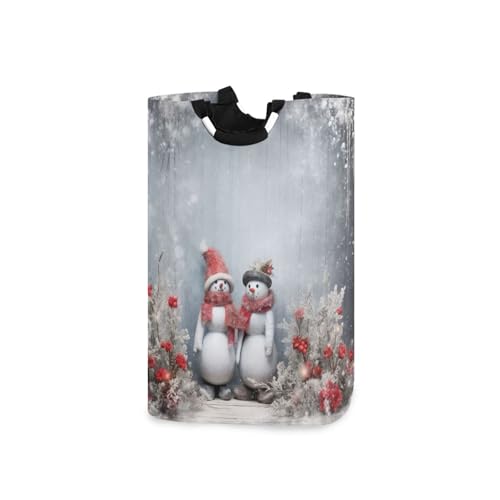 Jihqo Laundry Hamper Basket Christmas Snowman Snowflake Collapsible Nursery Storage Bin Waterproof Clothing Baskets for Home Bedroom Bathroom Washing Room