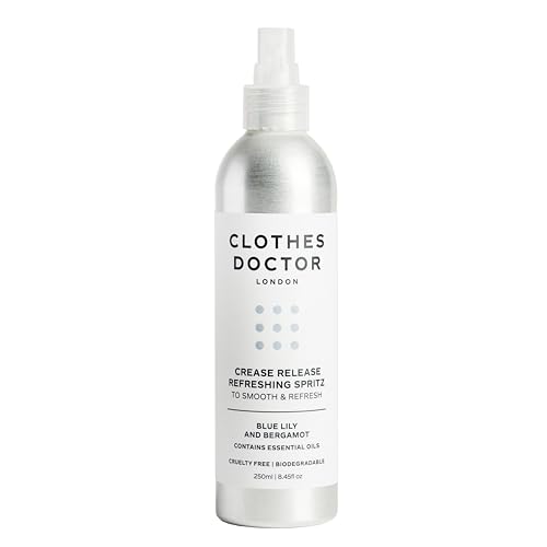 Clothes Doctor Crease Release Refreshing Clothing Spritz | Anti-Crease Wrinkle Smoothing Fabric Freshener Spray | Natural Fragrances | Cruelty-Free Made in Britain | Blue Lily & Bergamot Scent