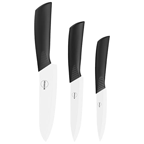 Ikyppah Ceramic Knife Set 3-Piece,Chef's Knife, Utility Knife,Paring Knife,Includes 6-5-3In(White) #TOP2