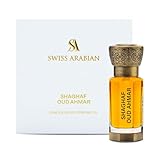 Swiss Arabian Shaghaf Oud Ahmar Aceite de Perfume Concentrado Unisex de 12ML: una Lujosa Mezcla de ámbar, Rosa y Vainilla: Fragancia cálida y gourmandy