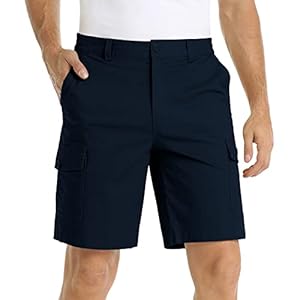 Chino Shorts Mannen Multi Pack Elastische Taille Cargo Broek Effen Kleur Rechte Fit Half Broek Zomer Golf Werk Korte Plus Size Vakantie Halfpants Outdoor Ademend Wandelen Shorts S-4Xl, 02Donkerblauw