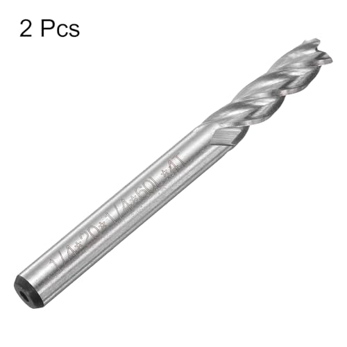 Image of uxcell 2pcs 4 Flute 1 /4 inch x 1 /4 inch Cutting Slotting End Mill Router Bit HSS CNC Cutter Router Bits Upcut Spiral Milling Cutter Tool for Wood PVC MDF Engraving