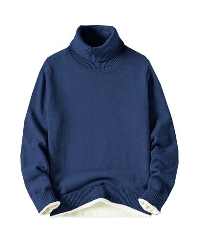 DAIMIDY Men's Turtleneck Sweater Fleece Lined Highneck Pullover Sweaters