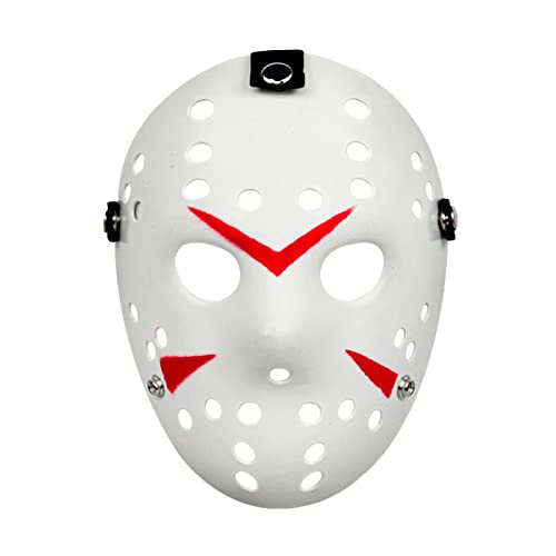 AENEY Jason Hockey Maske Creepy Halloween Kostüm Dämon Killer Maske Party Maskerade Horror Cosplay Kostüm Requisiten (Weiß)