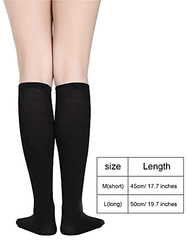 Satinior Women Knee Socks High Socks High Thigh Stockings For Cosplay, Halloween, Party, Daily Wear, One Size (Black), Approx. 50 Cm/ 19.7 Inches #TOP2