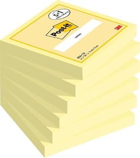 Post-it Notes Promotion 654Y6  samoprzylepne karteczki o wymiarach 76 x 76 mm  6 bloków kwadratowych po 100 kartek w kolorze żółtym