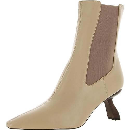 Sam Edelman Sammie Green Leather Pointed Toe Spool Heel Pull On Ankle Boots