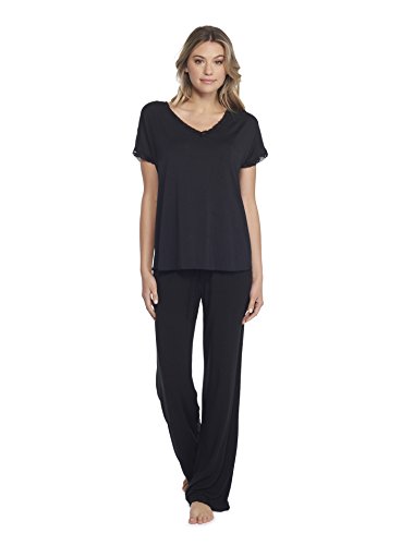 Barefoot Dreams The Luxe Milk Jersey V-Neck Tee & Classic Pant Set Black