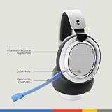 Skullcandy SLYR Pro Bezprzewodowe słuchawki douszne do gier wieloplatformowe z nadajnikiem USB-A o ultra niskim opóźnieniu, kompatybilne z Playstation, Xbox, PC i Nintendo Switch - biały/niebieski