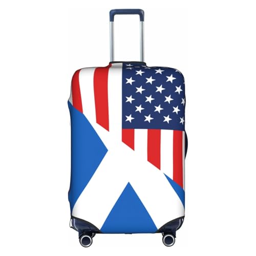 Travel Luggage Cover Usa America And Scotland Scottish Flag Fashion Washable Baggage Suitcase Protector Fit For Luggage X-Large