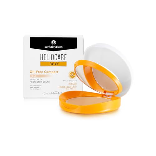 Cantabria Labs Heliocare 360º Compact Oil Free Pearl SPF 50, Advanced Light Protection with Colour, Antioxidant, Compact Format, Matte Finish, for Combination or Oily Skin, 10 g