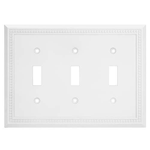 Image of Henne Bery Sunken Pearls Heavy Duty Decorative Wall Plate Switch Plate Outlet Cover (Triple Toggle, White)