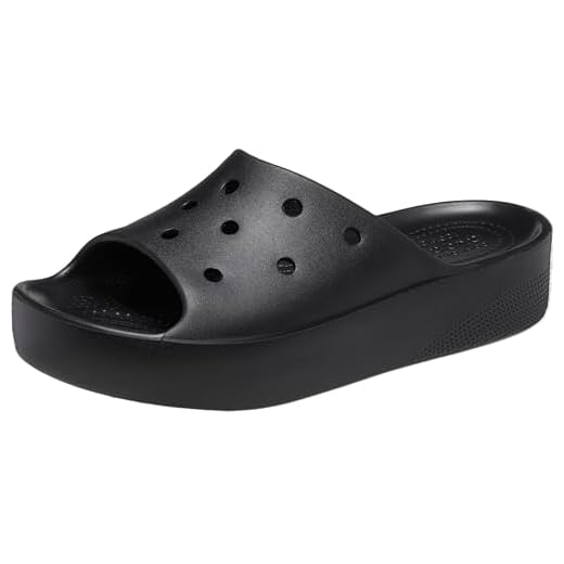 Crocs Women's Classic Slide | Platform Sandals, Black, 10