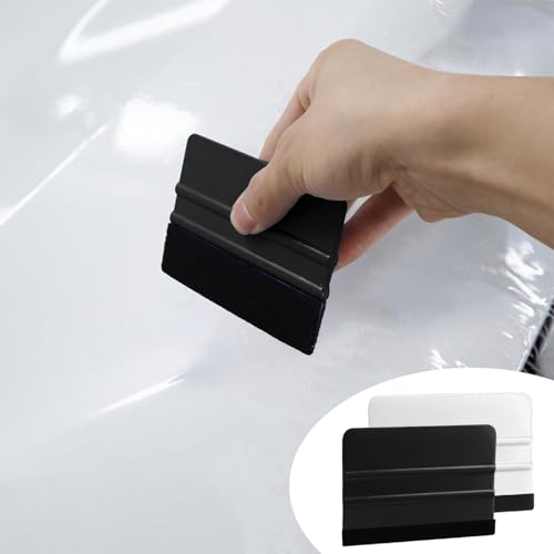 2 Stück Youzzei Rakel mit Filzkante, Folienrakel mit Filzkante Filzrakel, Kunststoff Rakel Folierungs werkzeug für Verklebung von Folie Wandtattoo,Fensterfolie Tönungsfolie Rakel für Auto-Schwarz*Weiß