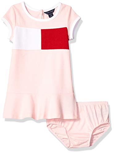 Tommy Hilfiger Baby Girls' Core Short Sleeve Logo Dress, Crystal Rose Infant, 18M