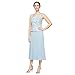 Alex Evenings Women's Tea Length Mock Jacket Dress with Button Front, Light Blue Corded, 4