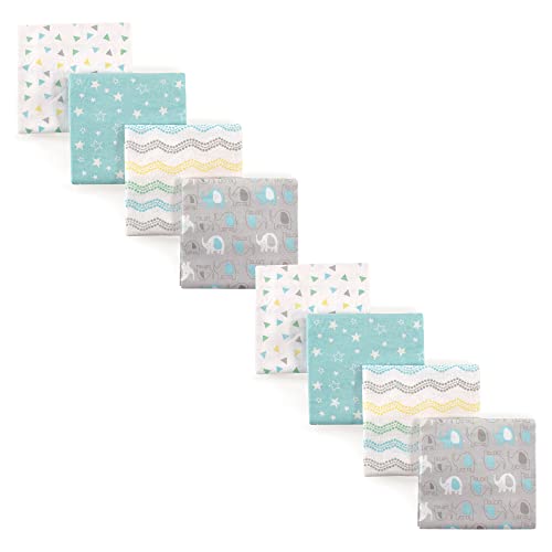 Image of Luvable Friends Unisex Baby Cotton Flannel Receiving Blankets, Basic Elephant 8-Piece, One Size