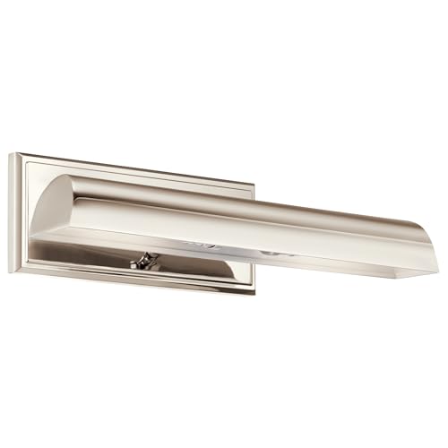 Image of Kichler Carston 2-Light Picture Light, Updated Traditional Light in Polished Nickel, for Framed Art, Mirror or Built-in Shelving (4.75 inch x 18.25 inch), 52685PN