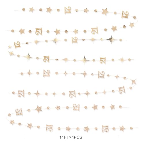 Image of Champagne Gold 21st Birthday Decorations Number 21 Circle Dot Star Garland Metallic Streamer Banner Backdrop for Girls Boys Cheers to 21 Years Finally Legal Bday Happy 21st Anniversary Party Supplies