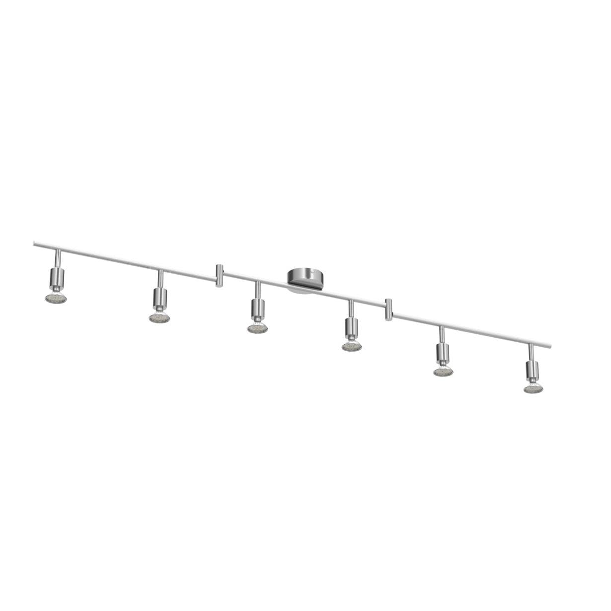 wowatt Lámpara de techo LED Plafón con Focos Giratorios Lámpara de salón 6x Spot Bombillas GU10 Bajo consumo 5W 230V 2800K Blanco cálido 420lm 82Ra IP20 Níquel Mate