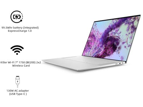 Image of New XPS 16 9640 Powerful AI Laptop 16.3 inch OLED 4K Touch Screen 16 Cores Ultra 7 155H 32GB RAM 2TB SSD Geforce RTX 4060 Graphics Webcam Backlit Fingerprint WiFi 7 Thunderbolt 4 Win 11 Pro Platinum