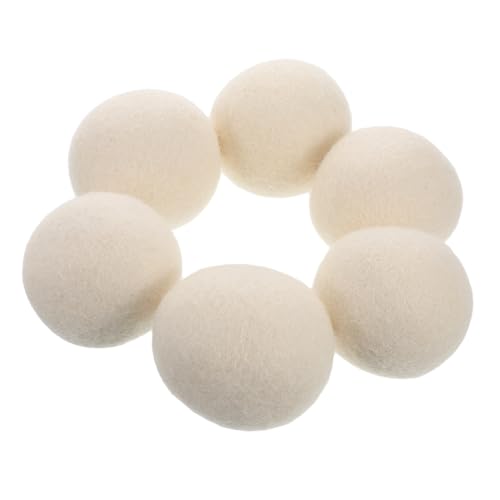 DONFAMDS 6個 除静電効果のある天然ウール製ランドリーボール 衣類の絡まり防止 静電気除去 乾燥短縮対応 洗濯機 乾燥機用ファブリックドラ
