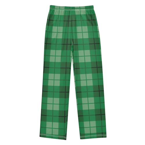 Happy St Patrick's Day Plaid Boys Long Pants Soft Trousers Elastic Waist Kids Lounge Bottoms with Pockets S-XL