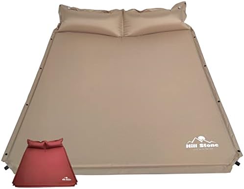 サンパーシー ダブルサイズ キャンピングマット 2人用 エアマット (コーヒー X ワインレッド) [並行輸入品]