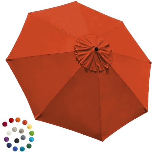 EliteShade USA 9FT Patio Umbrella Replacement Covers 8 Ribs Market Umbrella Canopy Cover (CANOPY ONLY) (Rust)