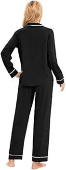LUBOT Lange pyjama voor dames, 100% katoen, pyjamaset met