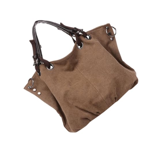 Sac à main femme léger en toile robuste grand format couleur café