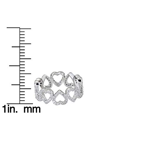 Sterling Silver Alternating Hearts Pave Eternity Ring2